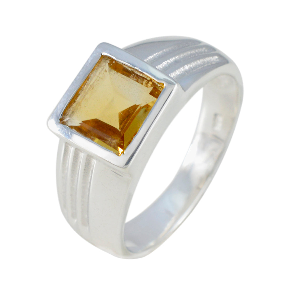 Citrien Solitaire Afrikaans 925 Sterling Zilver Gele Edelstenen Klassieke Ambachtelijke Ring Sieraden Secundaire afbeelding