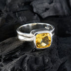 Citrine Solitaire Egyptian 925 Sterling Silver Yellow Gems Tiny Sophisticated Ring Jewelry