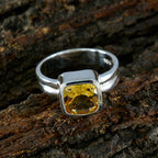 Citrine Solitaire Egyptian 925 Sterling Silver Yellow Gems Tiny Sophisticated Ring Jewelry