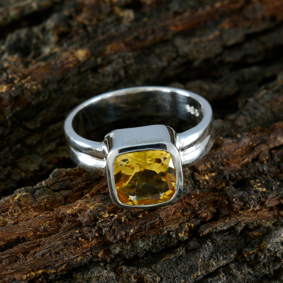 Citrine Solitaire Egyptian 925 Sterling Silver Yellow Gems Tiny Sophisticated Ring Jewelry