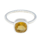 Citrine Solitaire Korean 92.5 Silver Yellow Gemstone Dainty Luxurious Ring Jewelry