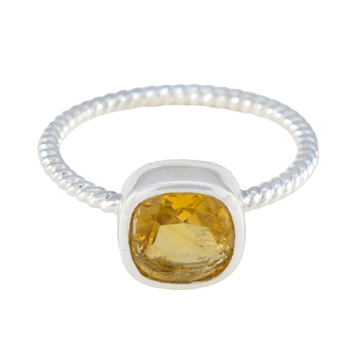 Citrine Solitaire Korean 92.5 Silver Yellow Gemstone Dainty Luxurious Ring Jewelry