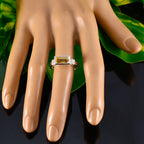 Citrine Solitaire African Silver Yellow Gemstone Minimal Trendy Ring Jewelry