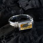 Citrine Solitaire African Silver Yellow Gemstone Minimal Trendy Ring Jewelry