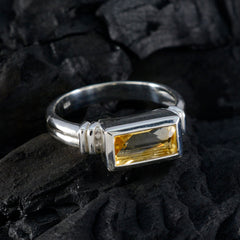 Citrine Solitaire African Silver Yellow Gemstone Minimal Trendy Ring Jewelry