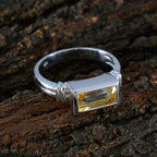 Citrine Solitaire African Silver Yellow Gemstone Minimal Trendy Ring Jewelry