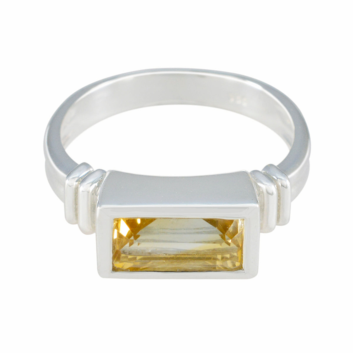 Citrine Solitaire African Silver Yellow Gemstone Minimal Trendy Ring Jewelry Main image