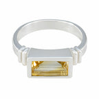 Citrine Solitaire African Silver Yellow Gemstone Minimal Trendy Ring Jewelry