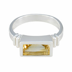 Citrine Solitaire African Silver Yellow Gemstone Minimal Trendy Ring Jewelry