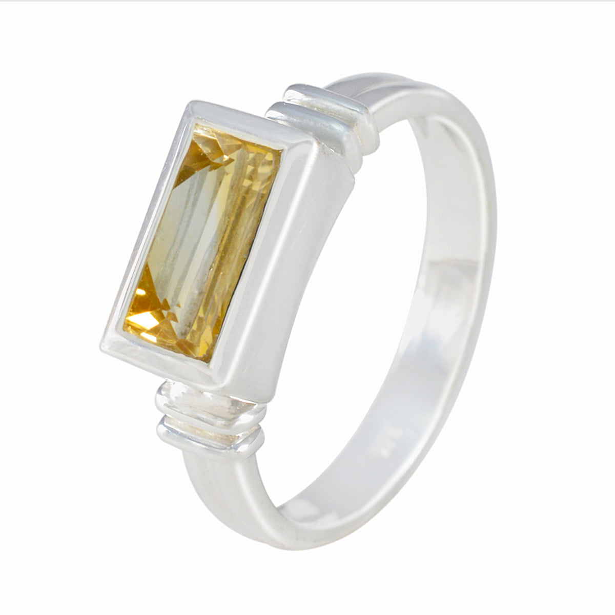 Citrin Solitaire Afrikansk Silver Gul Ädelsten Minimalistisk Trendig Ring Smycken Sekundär produktbild