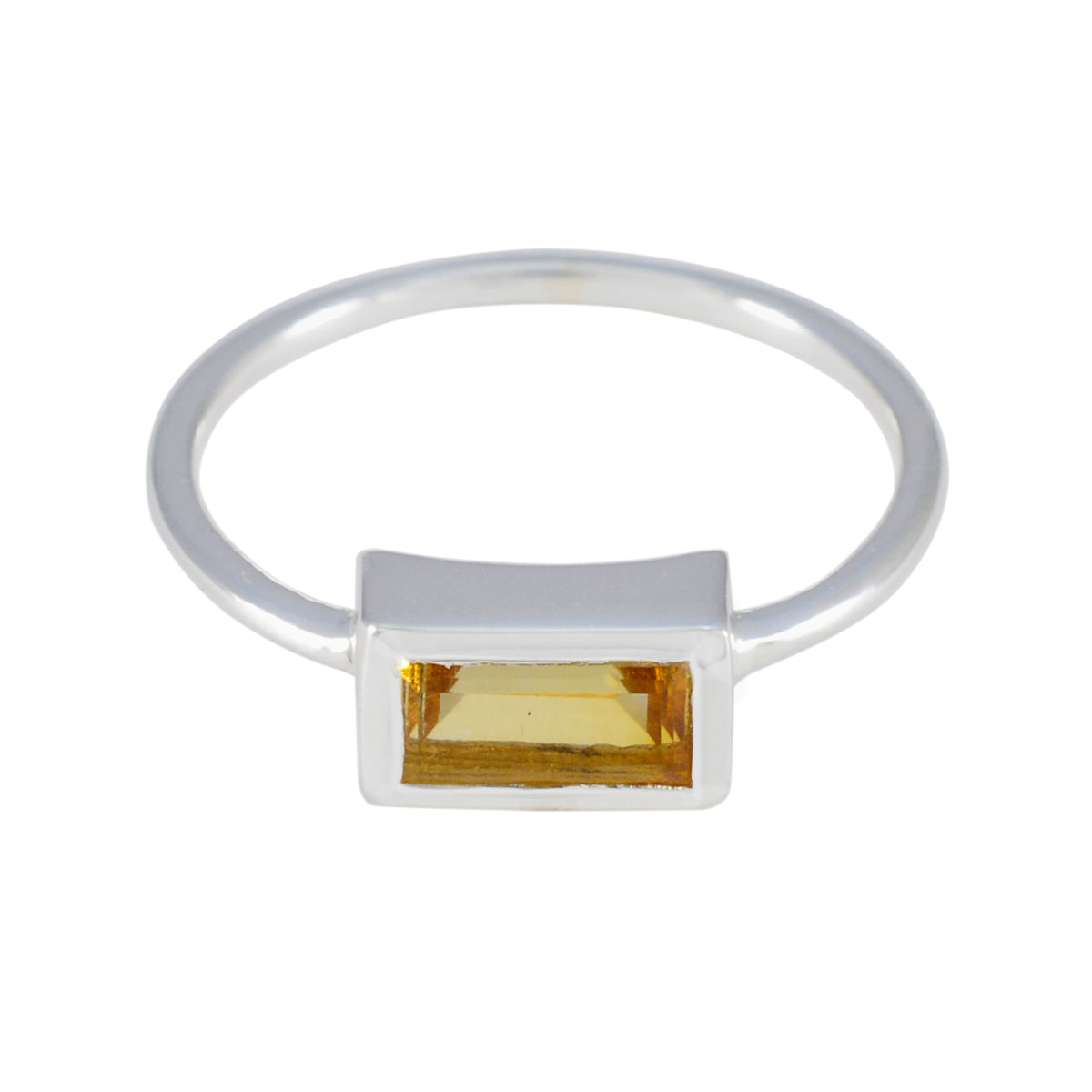 Citrine Solitaire Korean 925 Silver Yellow Gemstone Delicate Contemporary Ring Jewelry Main image