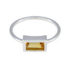 Citrine Solitaire Korean 925 Silver Yellow Gemstone Delicate Contemporary Ring Jewelry