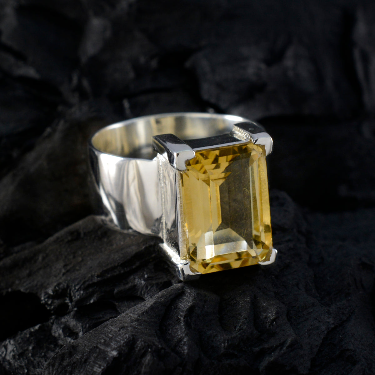 Citrine Solitaire Moroccan Sterling Silver Yellow Gemstone Essential  Modern Ring Jewellery