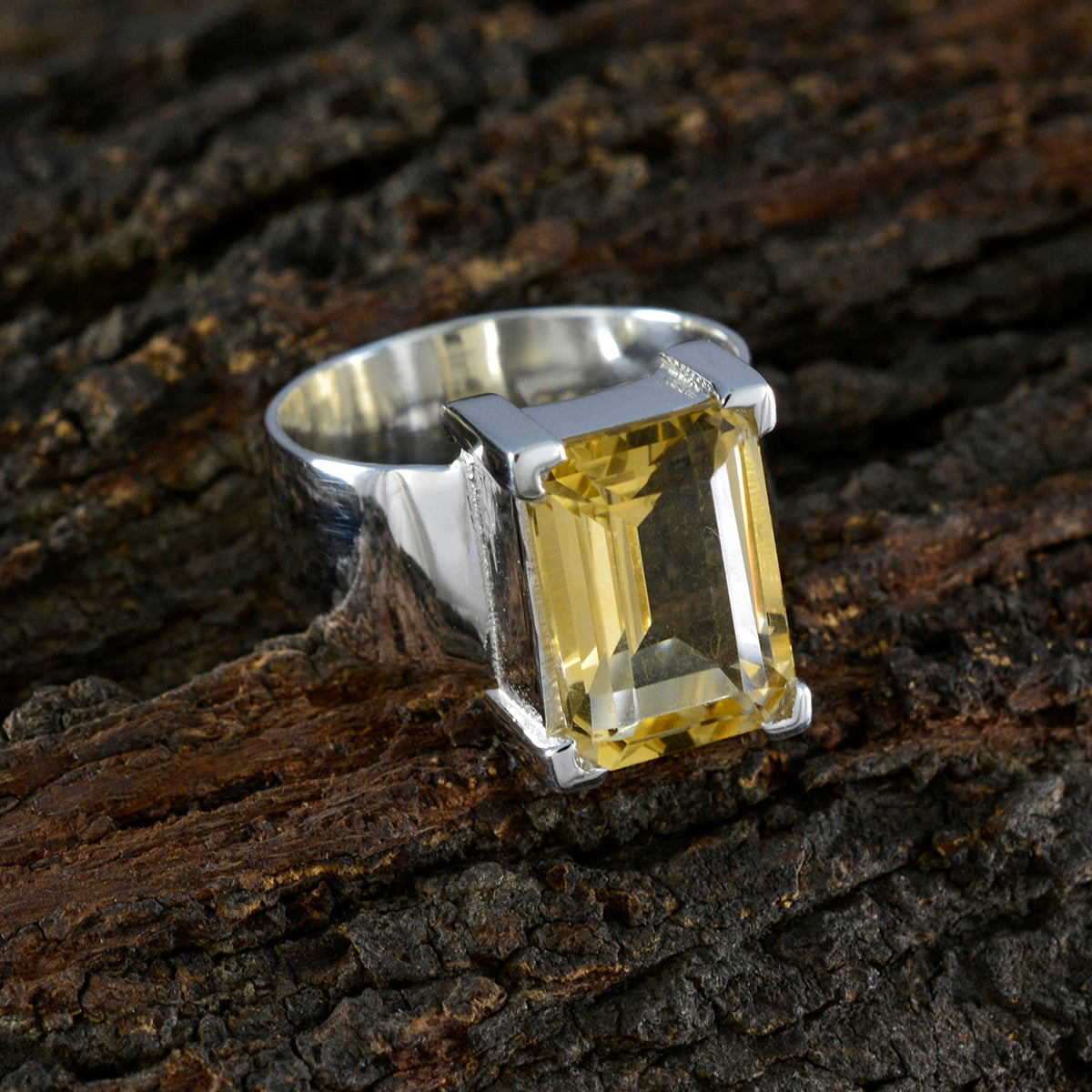 Citrine Solitaire Moroccan Sterling Silver Yellow Gemstone Essential  Modern Ring Jewellery