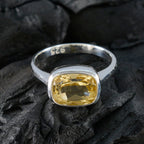 Citrine Solitaire Indian Sterling Silver Yellow Gemstone Slim Feminine Ring Jewelry