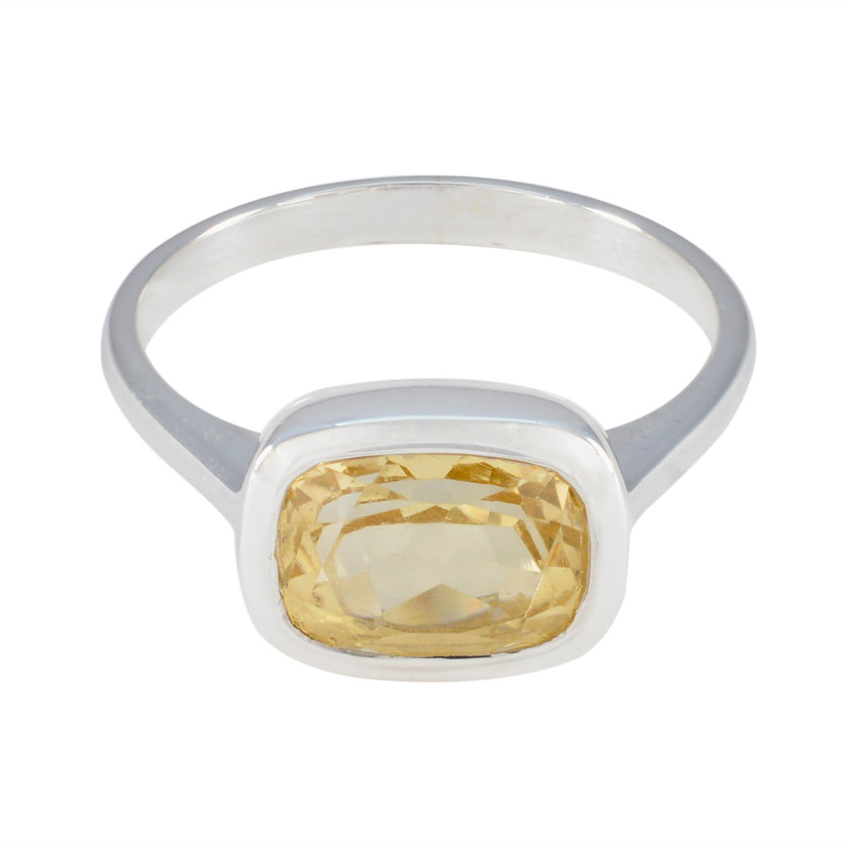 Citrine Solitaire Indian Sterling Silver Yellow Gemstone Slim Feminine Ring Jewelry Imagen principal del producto
