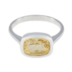 Citrine Solitaire Indian Sterling Silver Yellow Gemstone Slim Feminine Ring Jewelry