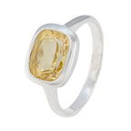 Citrine Solitaire Indian Sterling Silver Yellow Gemstone Slim Feminine Ring Jewelry