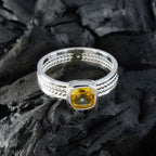 Citrine Solitaire Italian 925 Sterling Silver Yellow Gemstones Mid weight Rope Wire Band Jewellery