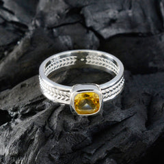 Citrine Solitaire Italian 925 Sterling Silver Yellow Gemstones Mid weight Rope Wire Band Jewellery