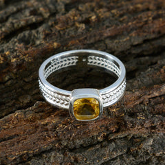 Citrine Solitaire Italian 925 Sterling Silver Yellow Gemstones Mid weight Rope Wire Band Jewellery