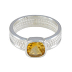 Citrine Solitaire Italian 925 Sterling Silver Yellow Gemstones Mid weight Rope Wire Band Jewellery