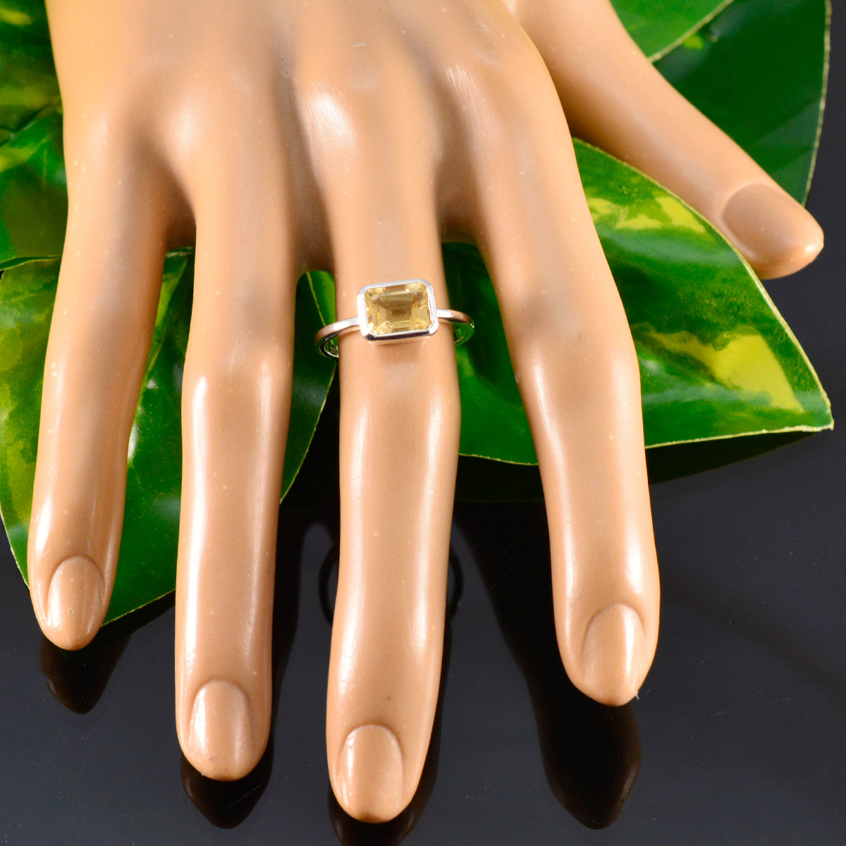 Citrine Solitaire Japanese Silver Yellow Gems Dainty Sophisticated Ring Jewellery