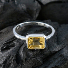 Citrine Solitaire Japanese Silver Yellow Gems Dainty Sophisticated Ring Jewellery