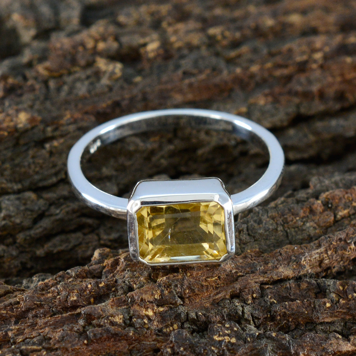 Citrine Solitaire Japanese Silver Yellow Gems Dainty Sophisticated Ring Jewellery