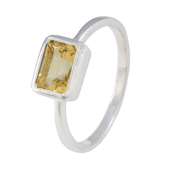 Citrine Solitaire Japanese Silver Yellow Gems Dainty Sophisticated Ring Jewellery