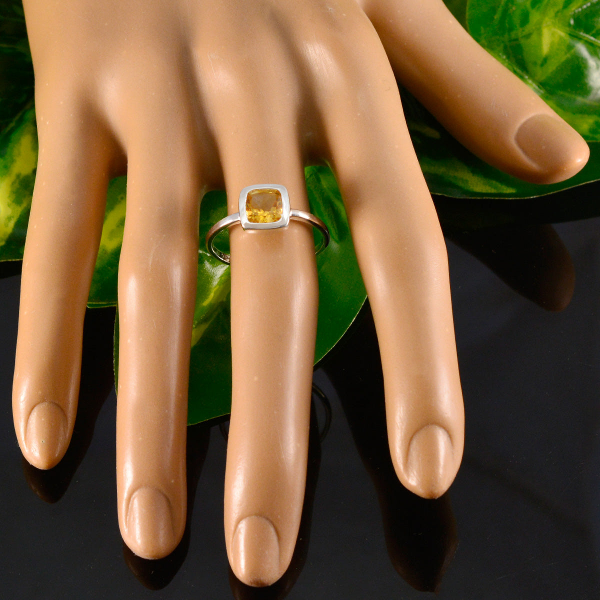 Citrine Solitaire Korean Silver Yellow Gems Dainty Fairytale Ring Jewelry