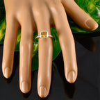 Citrine Solitaire Korean Silver Yellow Gems Dainty Fairytale Ring Jewelry