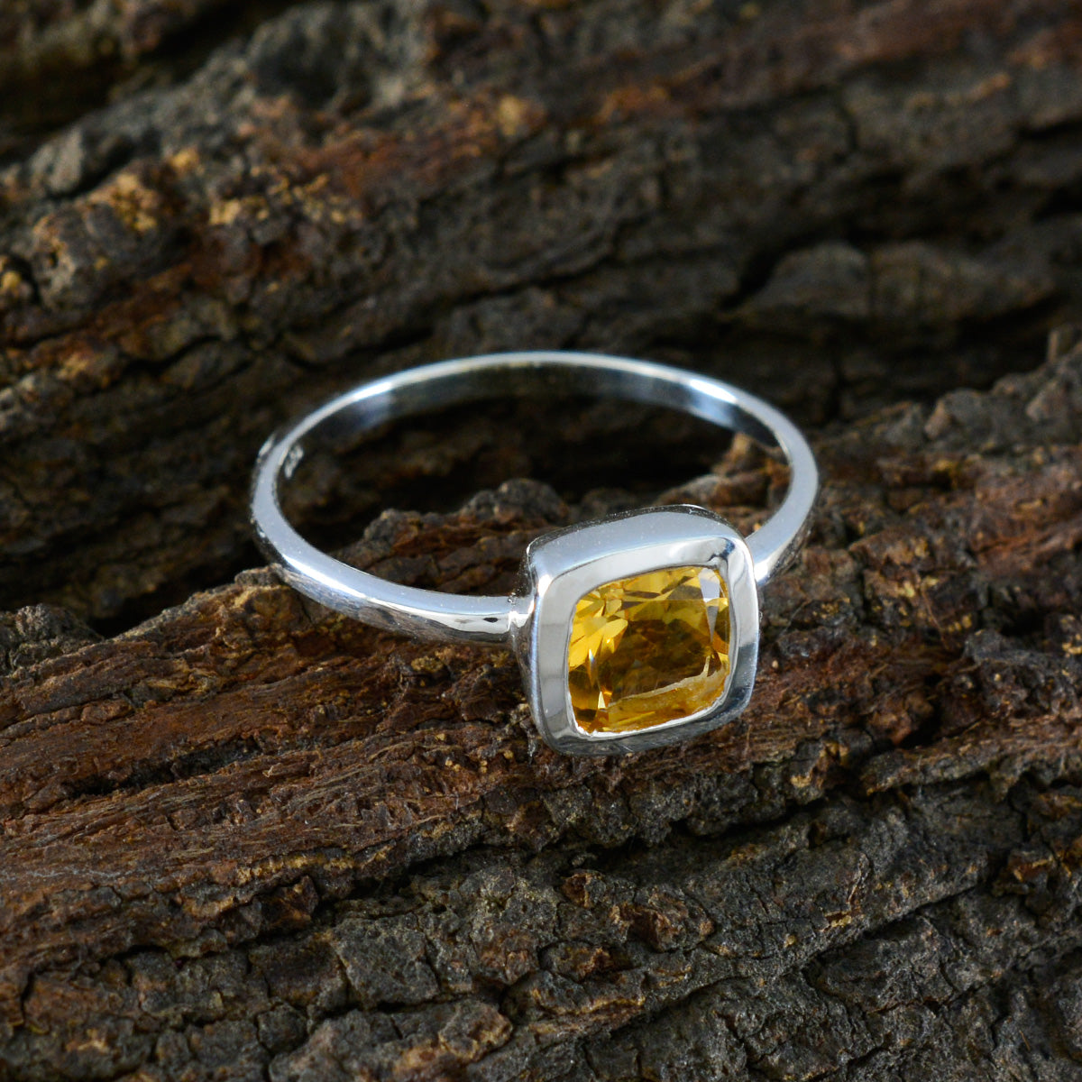 Citrine Solitaire Korean Silver Yellow Gems Dainty Fairytale Ring Jewelry