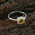Citrine Solitaire Korean Silver Yellow Gems Dainty Fairytale Ring Jewelry