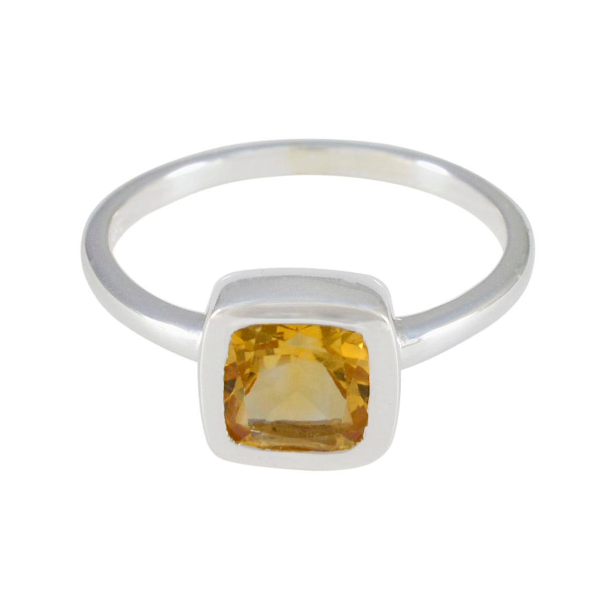 Citrine Solitaire Korean Silver Yellow Gems Dainty Fairytale Ring Jewelry メイン画像