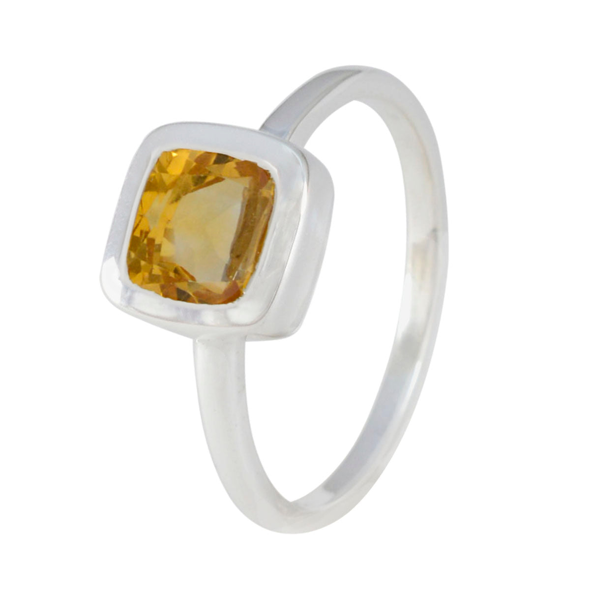 Citrine Solitaire Korean Silver Yellow Gems Dainty Fairytale Ring Jewelry