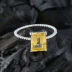 Citrine Solitaire American Silver Yellow Gemstone Delicate Twist Ring Jewelry