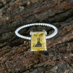 Citrine Solitaire American Silver Yellow Gemstone Delicate Twist Ring Jewelry