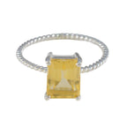 Citrine Solitaire American Silver Yellow Gemstone Delicate Twist Ring Jewelry