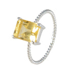 Citrine Solitaire American Silver Yellow Gemstone Delicate Twist Ring Jewelry