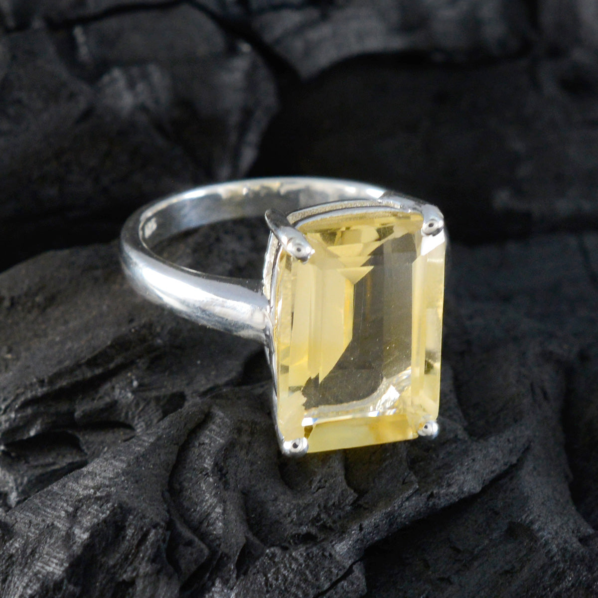 Citrine Solitaire Indian Silver Yellow Gemstones Minimal Artisan Ring Jewelry