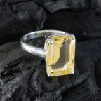 Citrine Solitaire Indian Silver Yellow Gemstones Minimal Artisan Ring Jewelry