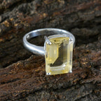 Citrine Solitaire Indian Silver Yellow Gemstones Minimal Artisan Ring Jewelry