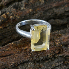 Citrine Solitaire Indian Silver Yellow Gemstones Minimal Artisan Ring Jewelry