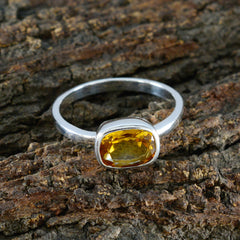 Citrine Solitaire American 92.5 Silver Yellow Gemstone Whisper thin Abstract Ring Jewelry