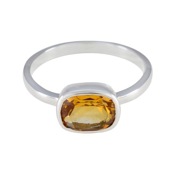 Citrine Solitaire American 92.5 Silver Yellow Gemstone Whisper thin Abstract Ring Jewelry