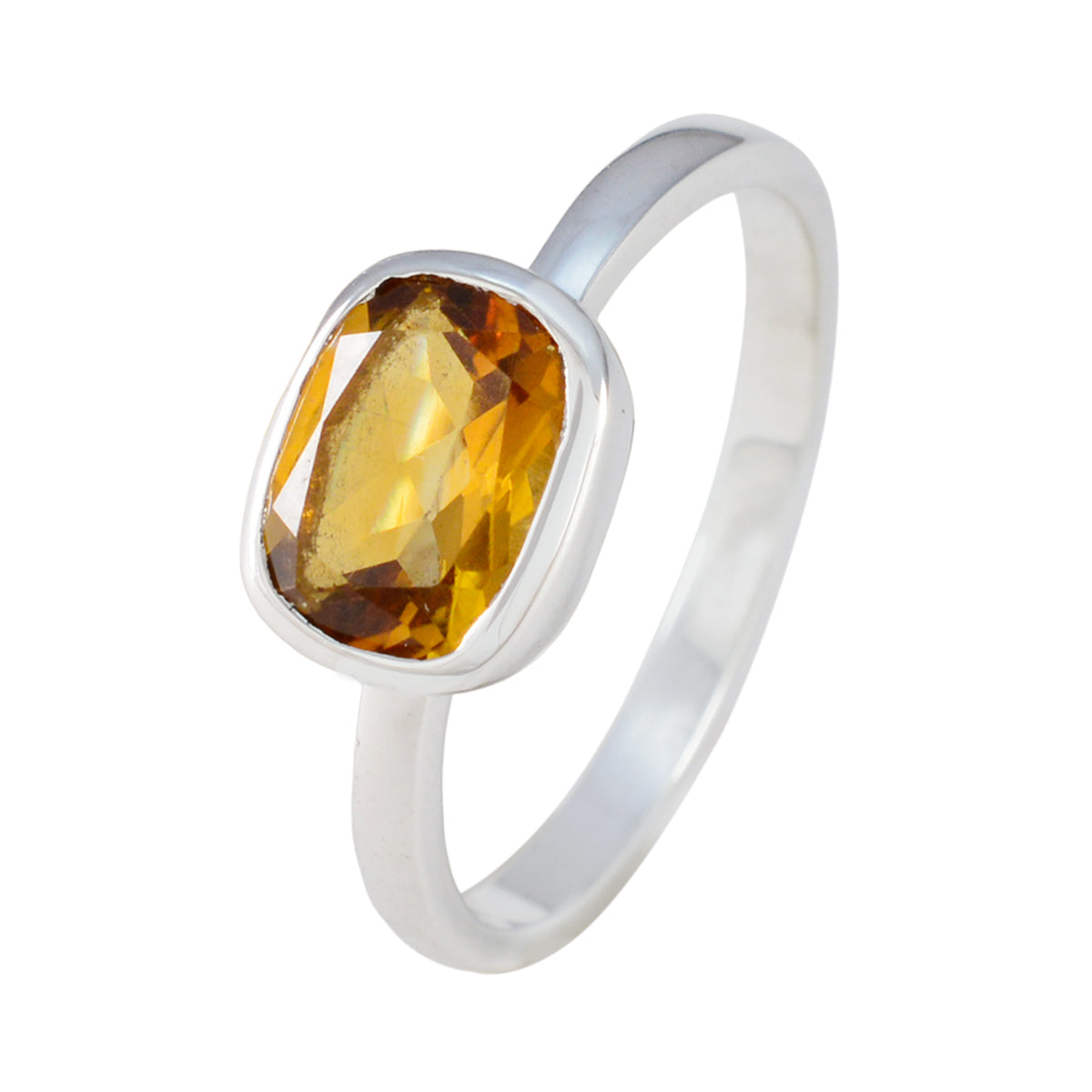 Citrine Solitaire American 92.5 Silver Yellow Gemstone Whisper thin Abstract Ring Jewelry