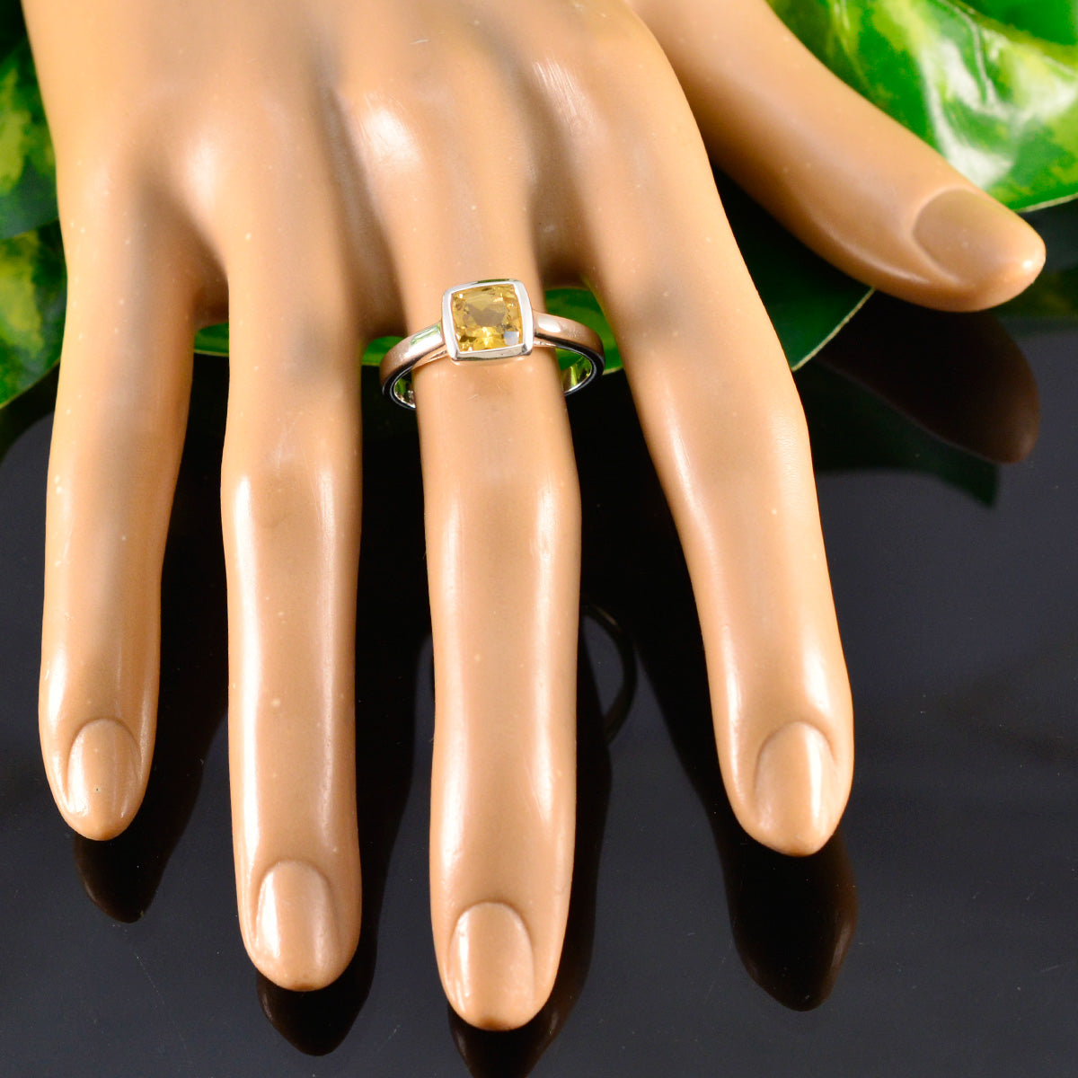 Citrine Solitaire Russian Silver Yellow Gemstone Featherlight Graceful Ring Jewelry