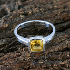 Citrine Solitaire Russian Silver Yellow Gemstone Featherlight Graceful Ring Jewelry
