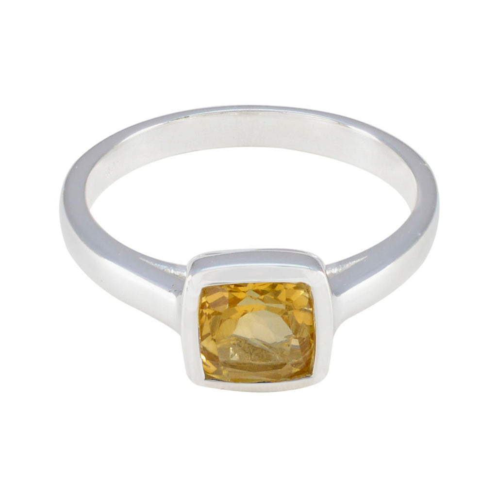 Citrine Solitaire Russian Silver Yellow Gemstone Featherlight Graceful Ring Jewelry